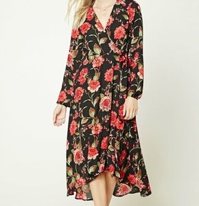FOREVER 21 FLORAL WRAP DRESS